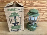Vintage 1972 Sears 2-mantle Lantern Avocado Coleman & Original Globe In Box. Fixed Price $299.00.