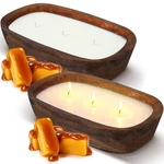 2 Pack Wood Dough Bowl Candle Jar Decorative With Wick Scented Candles.... Fixed Price $46.27.