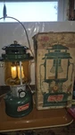 Vintage Coleman Lantern 220f Amber Globe Org.box 5/70 Ignitor Mint Tested Works. Fixed Price $75.00.