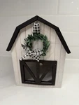 Farmhouse Barn Lantern Decor Led Candle Holder Shade Buffalo Check Wreath. Fixed Price $22.99.