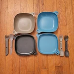 Uco 2 Person Mess Kit Blue Gray 8 Pc Bowl Set Sporks Camping Hiking Lightweight. Fixed Price $24.00.
