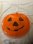 Vintage Clear Plastic Halloween Light Up Flat Pumpkin Hang On Wall-works. Fixed Price $11.99.