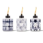 Tabletop Torches 3 Pack Glass Tie Dye Citronella Portable Blue 5.75in Tiki. Fixed Price $59.99.