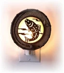 Fishing Theme Fish Night Light 3" Diameter Bright Western Art. Fixed Price $19.95.