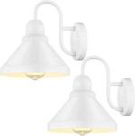 Set Of 2 Led Wall Lamps Lanterns White Porch Patio Garage Barn Light Fixture. Fixed Price $42.99.