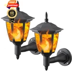 Dynaming 2 Pack Solar Flame Wall Lanterns Outdoor, Powered Black. Fixed Price $39.98.