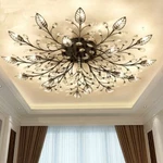 American Flush Mount Leave Gold Black Crystal Ceiling Chandelier Light Fixture. Fixed Price $444.00.