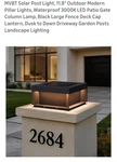 Mvbt Solar Post Cap Light, Modern Outdoor Fence Deck Column Lamp Lantern. Fixed Price $60.00.