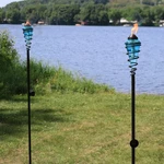 Swirled Metal/glass 2-in-1 Outdoor Lawn Torch - Blue Set Of 4 By Sunnydaze. Fixed Price $135.00.