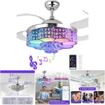 Retractable Ceiling Fan With Light 6 Speeds Bluetooth Speaker Rgb-led. Fixed Price $340.84.