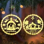 2 Pcs 9.45 Inch Christmas Window Light Decoration Nativity Scene Ha.... Fixed Price $41.00.