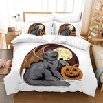 3d Halloween Pumpkin Lantern Cat Quilt Cover Set Bedding Sets Pillowcases. Fixed Price $65.21.