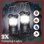 2x Camping Led Bright Hurricane Lantern Lights Lamp Portable Collapsible Battery. Fixed Price $14.99.