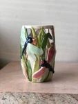 Handcrafted Pottery Ceramic Tea-light Lantern / Vase - W/ Dragonfly Design. Fixed Price $24.50.