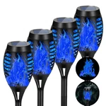 4 Pack Solar Torch Lights Outdoor Waterproof - Blue Flickering Flame, Outdoor.... Fixed Price $31.75.