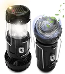 2-pack Solar Camping Fan W/ Lantern, Dibms Collapsible Powered Black. Fixed Price $35.94.