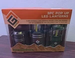 Gear Up 3pc Pop Led Lantern Set Cob Light 360 Outdoor Camping Hiking. Fixed Price $25.00.