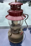 Vtg American Gas Machine Company Burgundy 2471 Sun Flame Lantern Single Mantel. Fixed Price $99.00.