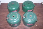 4 Vintage Coleman 220 H, J Or K Lantern Fuel Tanks Fonts. Fixed Price $15.00.