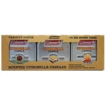 Coleman Scented Tin Citronella Candle - 3 Pack, S'mores, Pine And Campfire 7716. Fixed Price $14.95.