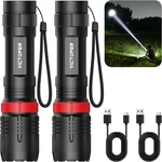 Victoper Rechargeabe Flashlight 2 Pack, High Lumens 5 Modes Led Bright Tactical. Fixed Price $18.99.
