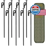 8 Pack 12in Heavy Duty Forged Steel Tent Stakes W/ Storage Bag For Camping. Fixed Price $23.97.