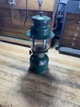 Vintage Coleman 242 C Lantern With Green Sunrise Pyrex Globe For Parts Or Repair. Fixed Price $89.99.