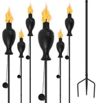 Zspeng 6 Pack Metal Torches For Outside, Upgraded With 3-prong Grounded Stake. Fixed Price $72.86.