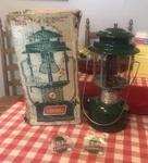 Coleman Green Two Mantle Lantern 220f195 Wbox Pyrex Glass Usa 8 1969. Fixed Price $100.00.