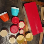 Vtg Thermos Camp Lot Bread Storage Box Lid Lids Cups Nfc Insulated. Fixed Price $29.95.