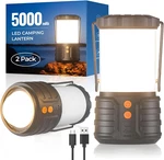 2pk 5000mah Rechargeable Led Camping Lantern - Bright, Waterproof, Power Bank. Fixed Price $23.76.