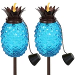 Sunnydaze Tropical Pineapple Glass Patio Torches Set Of 2 5" X 63", Blue. Fixed Price $105.05.