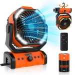 Yiiard Portable Camping Fan With Light & Remote Control, 2.0 Ah Battery Powered. Fixed Price $198.89.