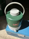 Coleman 2 Gallon Green White Water Jug Cooler Metal Plastic Vintage 6-1981. Fixed Price $30.00.