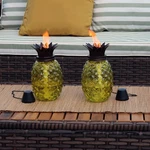 Glass Tropical Pineapple 2-in-1 Outdoor Torch - Yellow Set Of 2 By Sunnydaze. Fixed Price $44.67.