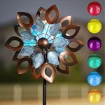 Cyan Oasis Copper Wind Spinners Outdoor 74 Inches With Solar Led Light. Fixed Price $76.55.