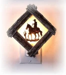 A Cowboy On Horse Night Light 3" Diameter Bright Western Art. Fixed Price $19.95.